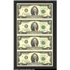 Image 1 : Uncut Sheet of four 1976 $2 Federal Reserve Notes, Fr-1935-H*, Gem CU....