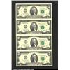 Image 1 : Uncut Sheet of four 1976 $2 Federal Reserve Notes, Fr-1935-L*, Gem CU....