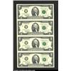 Image 1 : Uncut Sheet of four 1995 $2 Federal Reserve Notes, Fr-1936-F, Gem CU....