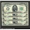 Image 1 : A group of four consecutively serial numbered 1934-D $5 Federal Reserve Notes, Fr-1960-A, all gradin