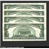 Image 2 : A group of four consecutively serial numbered 1934-D $5 Federal Reserve Notes, Fr-1960-A, all gradin
