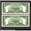 Image 2 : A consecutive pair of 1950-A $5 Federal Reserve Notes, Fr-1962-F, both grading Choice-Gem CU. 2 note