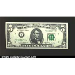 1969-B $5 Federal Reserve Note, Fr-1971-F*, Gem CU. A very scarce Atlanta star note that catalogs fo