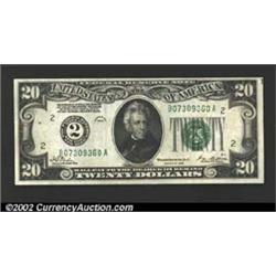 1928 $20 Federal Reserve Note, Fr-2050-B, XF-AU....