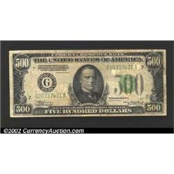 1934-A $500 Federal Reserve Note, Fr-2202-G, VF....