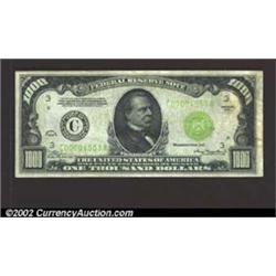 1934 $1,000 Light Green Seal Federal Reserve Note, Fr-2211-C, XF-AU. A nice example from the Philade