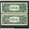 Image 2 : A pair of $1 Silvers: 1957, Choice-Gem CU; 1957A, Gem CU. 2 notes...