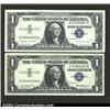 Image 1 : A pair of low serial numbered $1 Silver Certificates: 1957, Gem CU; 1957A, Gem CU. 2 notes...