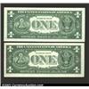 Image 2 : A pair of low serial numbered $1 Silver Certificates: 1957, Gem CU; 1957A, Gem CU. 2 notes...