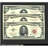 Image 1 : Three Red Seal $5s: 1953B, Choice CU; 1963, Gem CU; 1963, Choice AU. 3 notes...