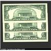 Image 2 : Three Red Seal $5s: 1953B, Choice CU; 1963, Gem CU; 1963, Choice AU. 3 notes...