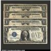 Image 1 : A starter set of Funny Back $1 Silver Certificates: 1928, Fine; 1928A, VG; 1928B, VG; and a 1934, Fi