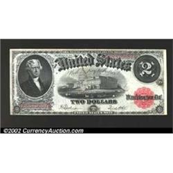 1917 $2 Legal Tender Note, Fr-60, AU. A barely detectable centerfold prevents a higher grade....