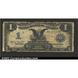 1899 $1 Silver Certificate, Fr-228, VG. All of the paper appears to be present, but it is crunched i