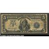 Image 1 : 1899 $5 Silver Certificate, Fr-281, VG. There is a half inch long split in the bottom edge....