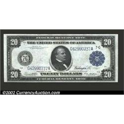 1914 $20 Federal Reserve Note, Fr-991b, Gem CU. A gorgeous, originally embossed Gem example of this.