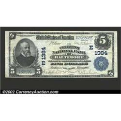 Baltimore, MD - $5 1902 Plain Back Fr. 598 Citizens National Bank of Baltimore Ch. # 1384Very Fine-E