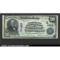 Baltimore, MD - $20 1902 Plain Back Fr. 658 Merchants National Bank of Baltimore Ch. # 1413A nice ex