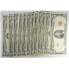 Image 1 : ( 10 ) U.S. $5.00 RED SEAL NOTES VG OR BETTER & ( 2 )  $5.00 STAR RED SEAL NOTES