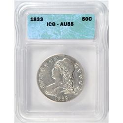 1833 BUST HALF DOLLAR ICG AU55 NICE