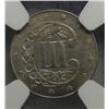 Image 3 : 1860 THREE CENT SILVER NGC UNC CLEANED, ITS A NICE MS63 COIN, VERY RARE,