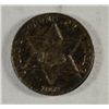 Image 2 : 1862 2 OVER 1 3 CENT SILVER AU NICE