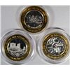 Image 1 : ( 3 ) THREE COLLECTABLE SILVER LAS VEGAS GAMING TOKENS
