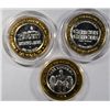 Image 2 : ( 3 ) THREE COLLECTABLE SILVER LAS VEGAS GAMING TOKENS