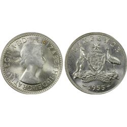 1955 Sixpence PCGS MS65