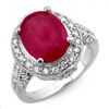 Image 1 : Genuine 6.0 ctw Ruby & Diamond Ring 14K White Gold