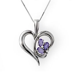 Genuine 0.80 ctw Tanzanite & Diamond Pendant 10K Gold