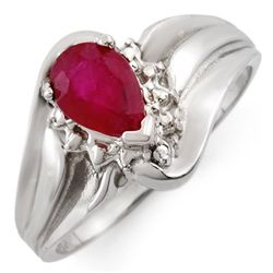 Genuine 0.77 ctw Ruby & Diamond Ring 10K White Gold