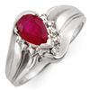 Image 1 : Genuine 0.77 ctw Ruby & Diamond Ring 10K White Gold