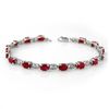Image 1 : Genuine 8.40 ctw Ruby Bracelet 10K White Gold