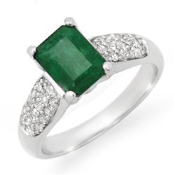Genuine 1.26 ctw Emerald & Diamond Ring 10K White Gold