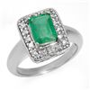 Image 1 : Genuine 2.03 ctw Emerald & Diamond Ring 10K White Gold