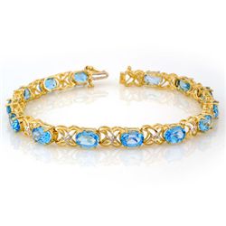 Genuine 13.55ctw Blue Topaz & Diamond Bracelet 10K Gold