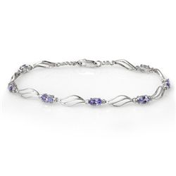 Genuine 3.02 ctw Tanzanite & Diamond Bracelet 10K Gold