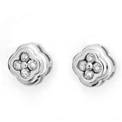 Natural 0.50 ctw Diamond Flower Earrings 14K White Gold