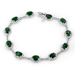 Genuine 10.4 ctw Emerald & Diamond Bracelet White Gold