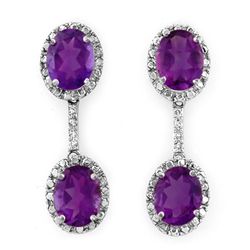 Genuine 7.10 ctw Amethyst & Diamond Earrings 10K Gold