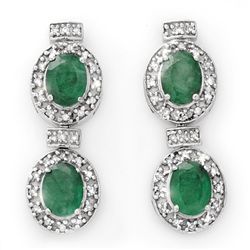 Genuine 5.75 ctw Emerald & Diamond Earrings 14K Gold