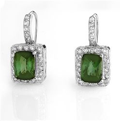 Genuine 3.5ctw Green Tourmaline & Diamond Earrings Gold