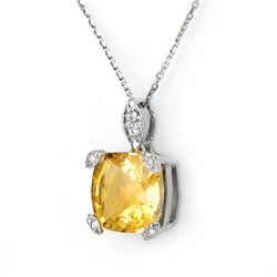 Genuine 5.1 ctw Citrine & Diamond Necklace White Gold