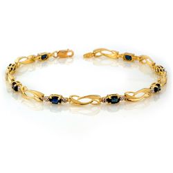 Genuine 2.52 ctw Blue Sapphire & Diamond Bracelet Gold