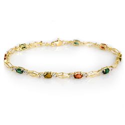 Genuine 3.0 ctw Multi-Sapphire Bracelet 10K Yellow Gold