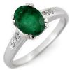 Image 1 : Genuine 1.10 ctw Emerald & Diamond Ring 10K White Gold