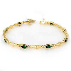 Genuine 2.75 ctw Emerald & Diamond Bracelet Yellow Gold