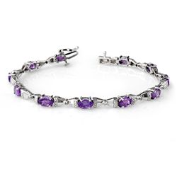 Genuine 6.11 ctw Tanzanite & Diamond Bracelet 14K Gold