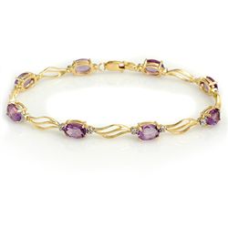Genuine 6.02 ctw Amethyst & Diamond Bracelet 10K Gold